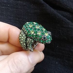 Rhinestone Frog Ring size 7-7.5